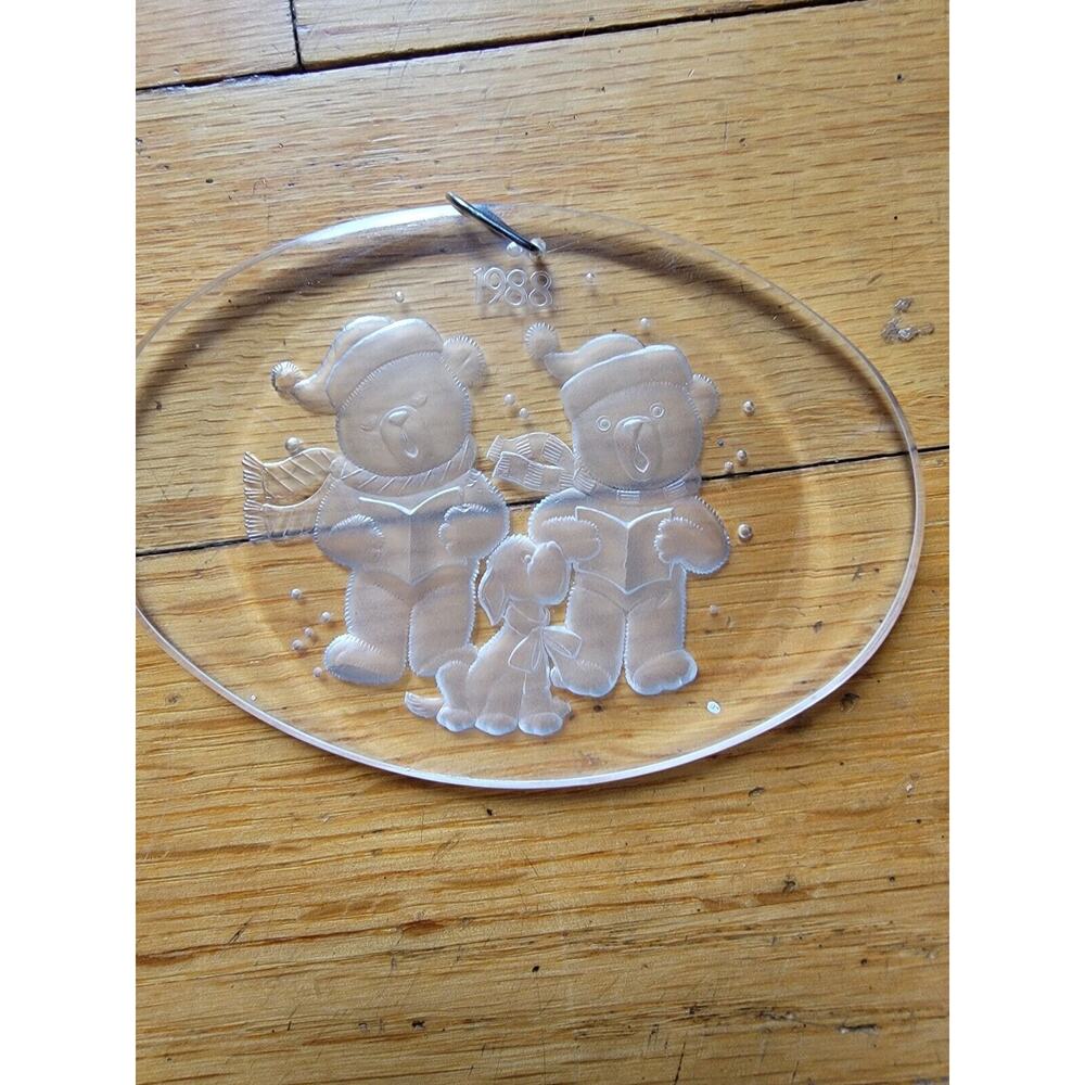 Christmas Treasures Collectors Ornament 1988 Clear Acrylic Bears Season Box